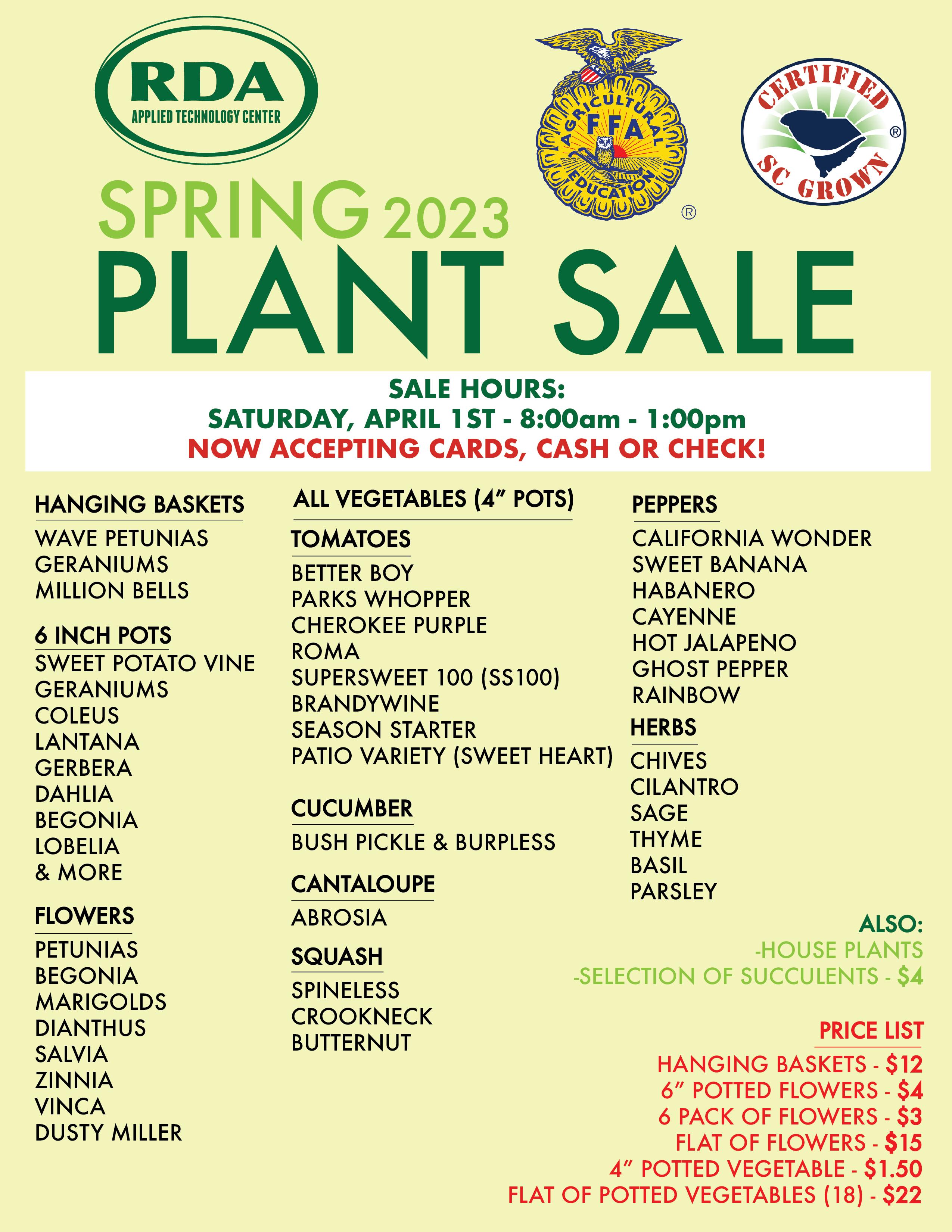 Plant Sale Flyer info inside